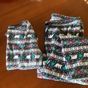 Thermal Long Sleeve and Fleece Pajama Set